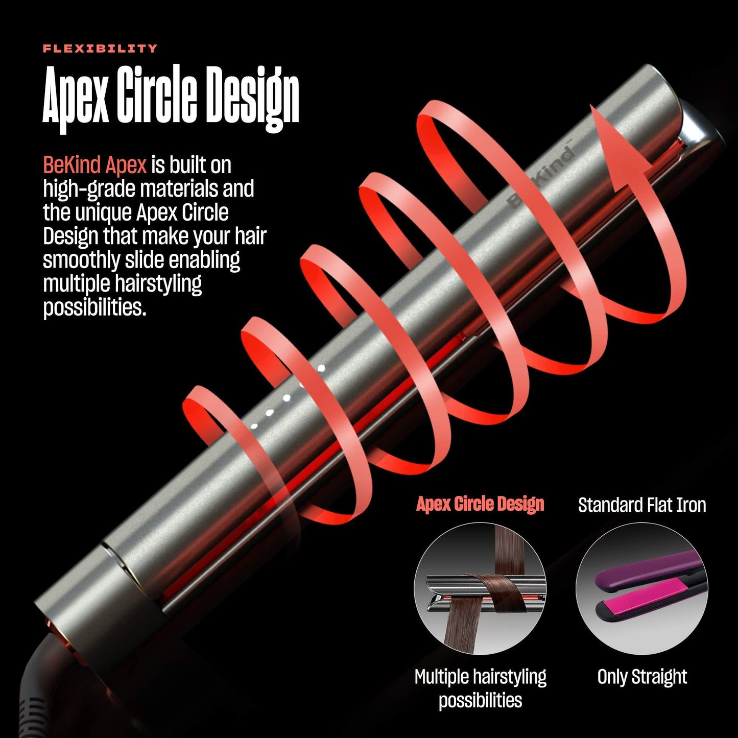 Bekind Apex 2-in-1 Hair Straightener Flat Iron | 1“ 460°F Straightener and Curler for All Hairstyles | UltraSmooth Tech | 15s Fast Heating & Temp Beauty & Personal Care Bekind