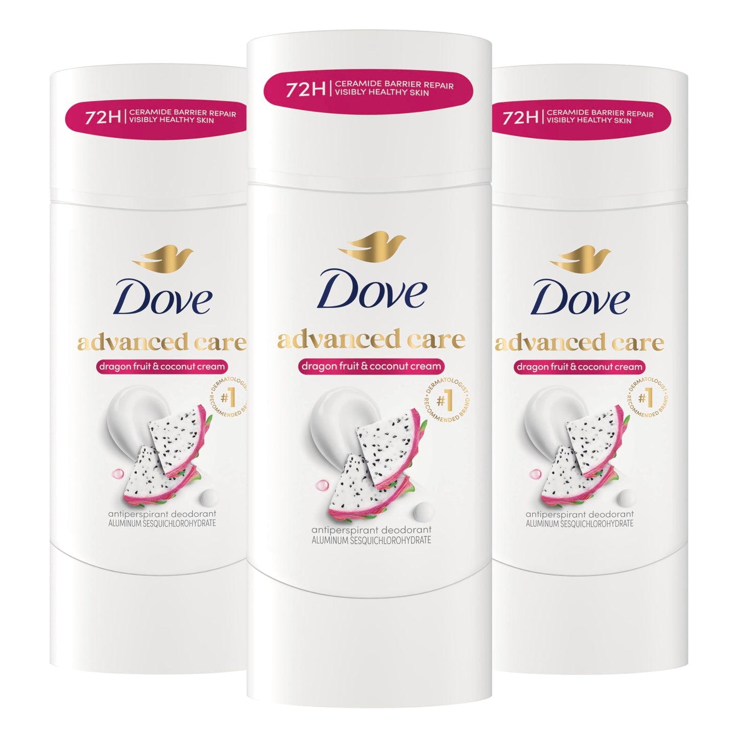 Dove Advanced Care Antiperspirant Deodorant for Women Dragon Fruit & Coconut Cream 3 pack 72 hour sweat and odor protection 2.6 oz Beauty and Personal Care Dove