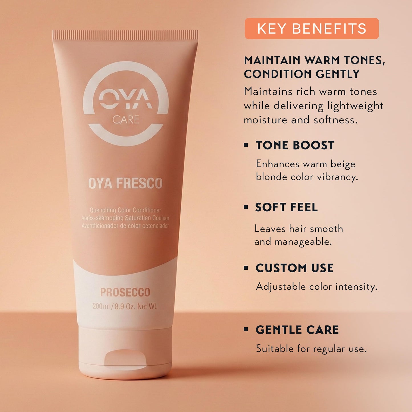OYA Fresco Quenching Color Conditioner - Prosecco - Semi Permanent Color Depositing Conditioner for Blonde Hair - Enhances & Maintains Beige Blonde Beauty & Personal Care OYA