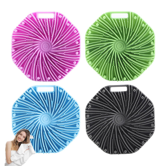 Silicone Body Scrubber, Shower Wash Scrubber Non-Slip Handle for Easy Cleaning, Travel Friendly for All Skin Types (Color Mixing,4) Beauty and Personal Care PetPhindU