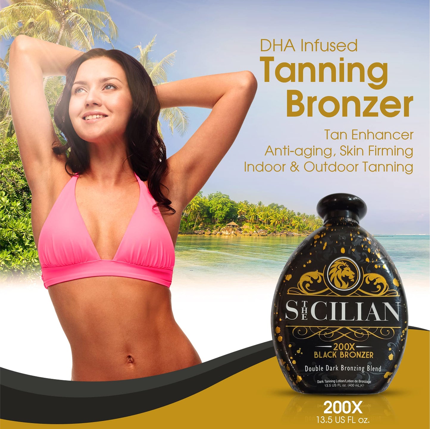 The Sicilian 200X Dark Black Bronzer Tanning Lotion - BEST for Glowing Skin - Gradual Bronzing & Sunless Self Tanner Lotion - Luxurious Sunless Body Beauty & Personal Care The Sicilian