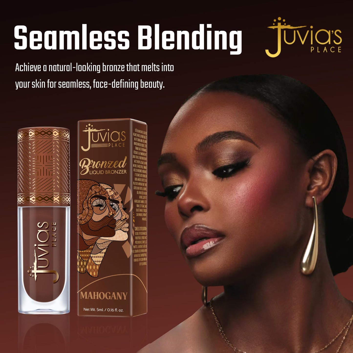 Juvia’s Place Bronzed Liquid Bronzer - Mahogany - Liquid Bronzer for Face with Silky Blendable Texture - Buildable Coverage for Natural Contour Beauty & Personal Care Juvia's Place
