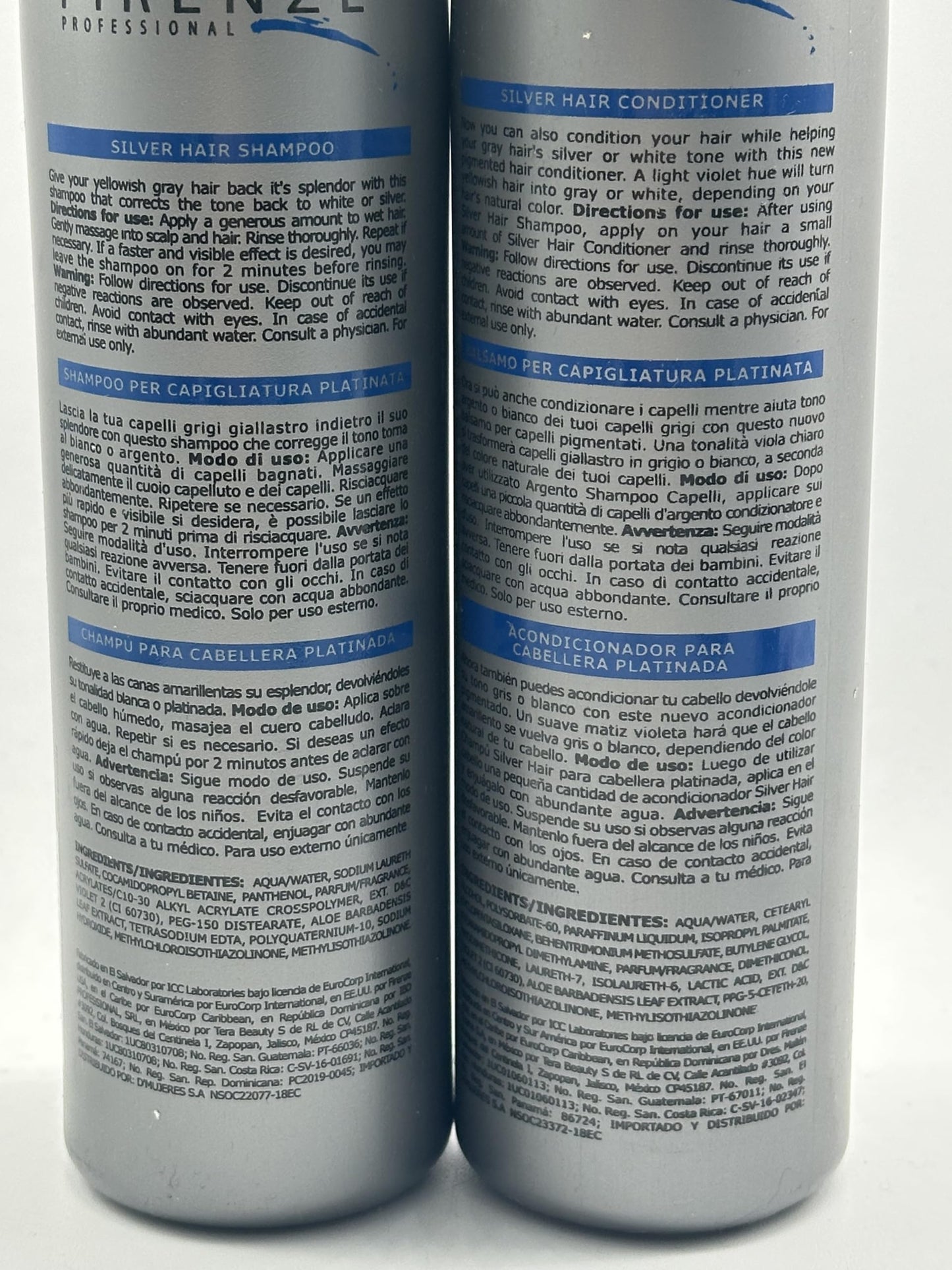 Firenze Professional Silver Hair Shampoo 10.1 oz, Conditioner10.1 oz, Mask Treatment 13.5 oz + SIlver Hair Protein Spray 10.1 fl oz Free Lip Gloss Beauty & Personal Care Firenze Professional