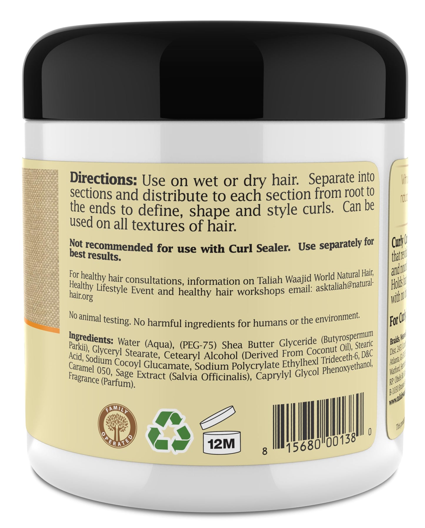 Taliah Waajid Curls Waves Natural - Curly Curl Cream | Extreme Curl Definition Hair Styling Gel | No Build-up or Frizz | 100% Paraben Free | Shea Beauty & Personal Care Taliah Waajid black earth products