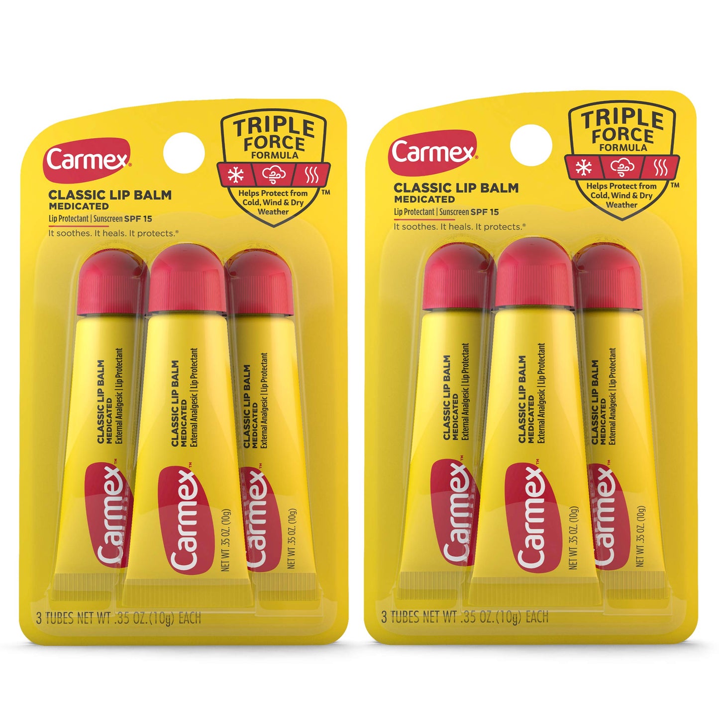 Carmex Medicated Lip Balm Tubes, Lip Moisturizer for Dry, Chapped Lips, 0.35 OZ - (2 Packs of 3) Beauty and Personal Care Carmex