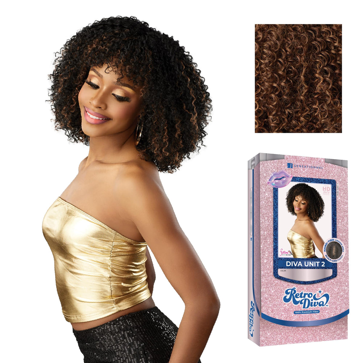 Sensationnel Glamora Lace Crown Wig-Retro Diva Unit 2, SPICESTRIPE