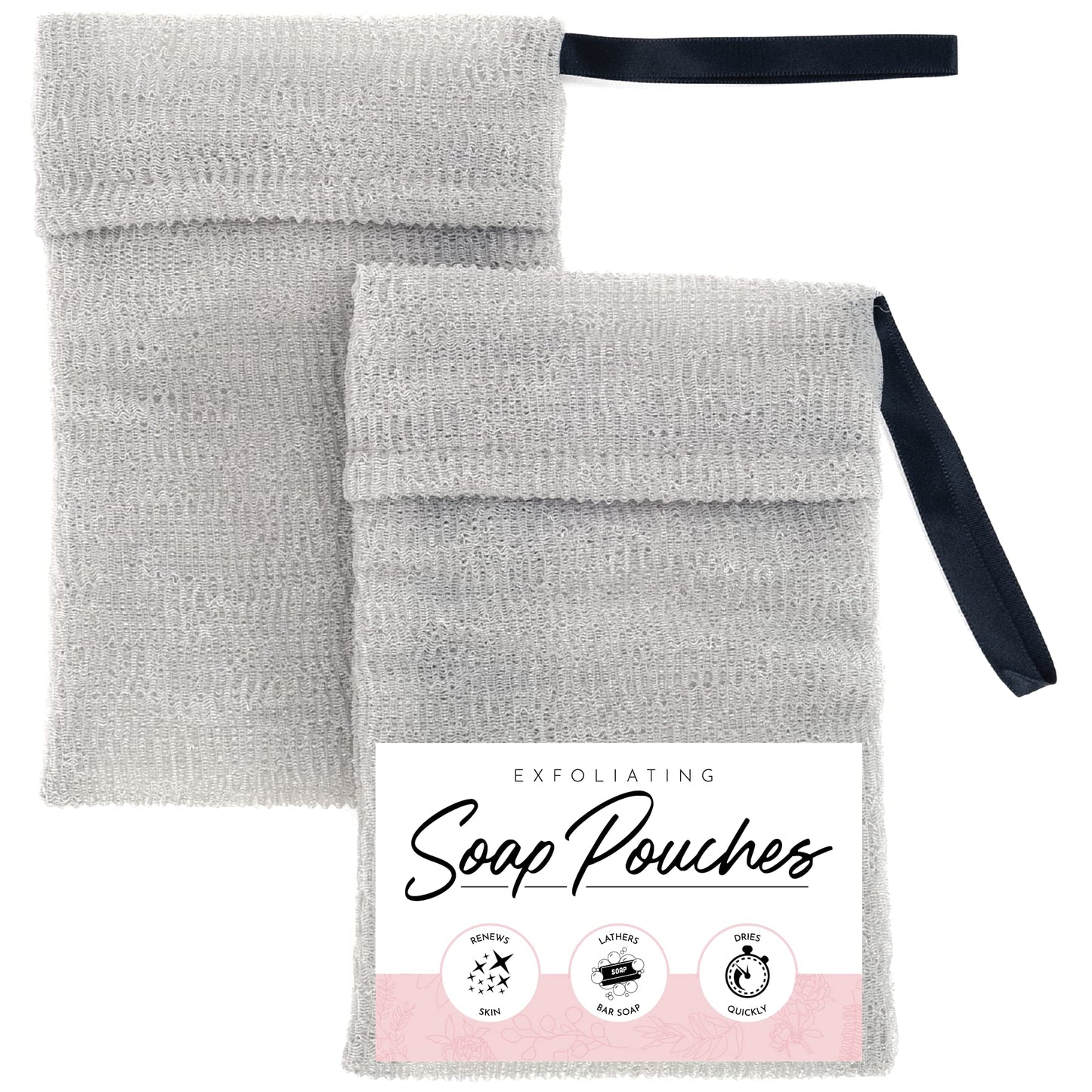 S&T INC. Exfoliating Soap Bag, Bar Soap Pouch for Shower and Bath, 7.6 Inches x 4.5 Inches, Grey, 2 Pack Beauty & Personal Care S&T INC.