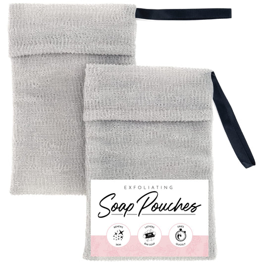 S&T INC. Exfoliating Soap Bag, Bar Soap Pouch for Shower and Bath, 7.6 Inches x 4.5 Inches, Grey, 2 Pack Beauty & Personal Care S&T INC.
