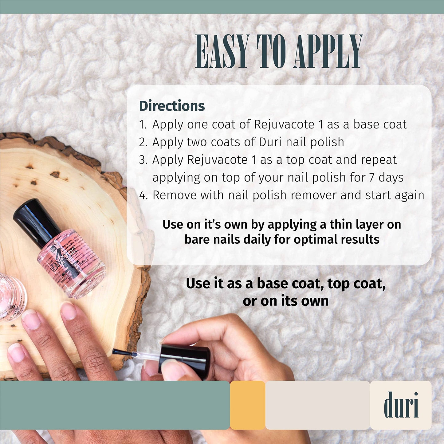 duri Rejuvacote 1 Nail Strengthener, Maximum Effect Formula, For brittle, weak, or post-damage nails (Pack of 3-0.45 fl. oz. each) Beauty & Personal Care duri