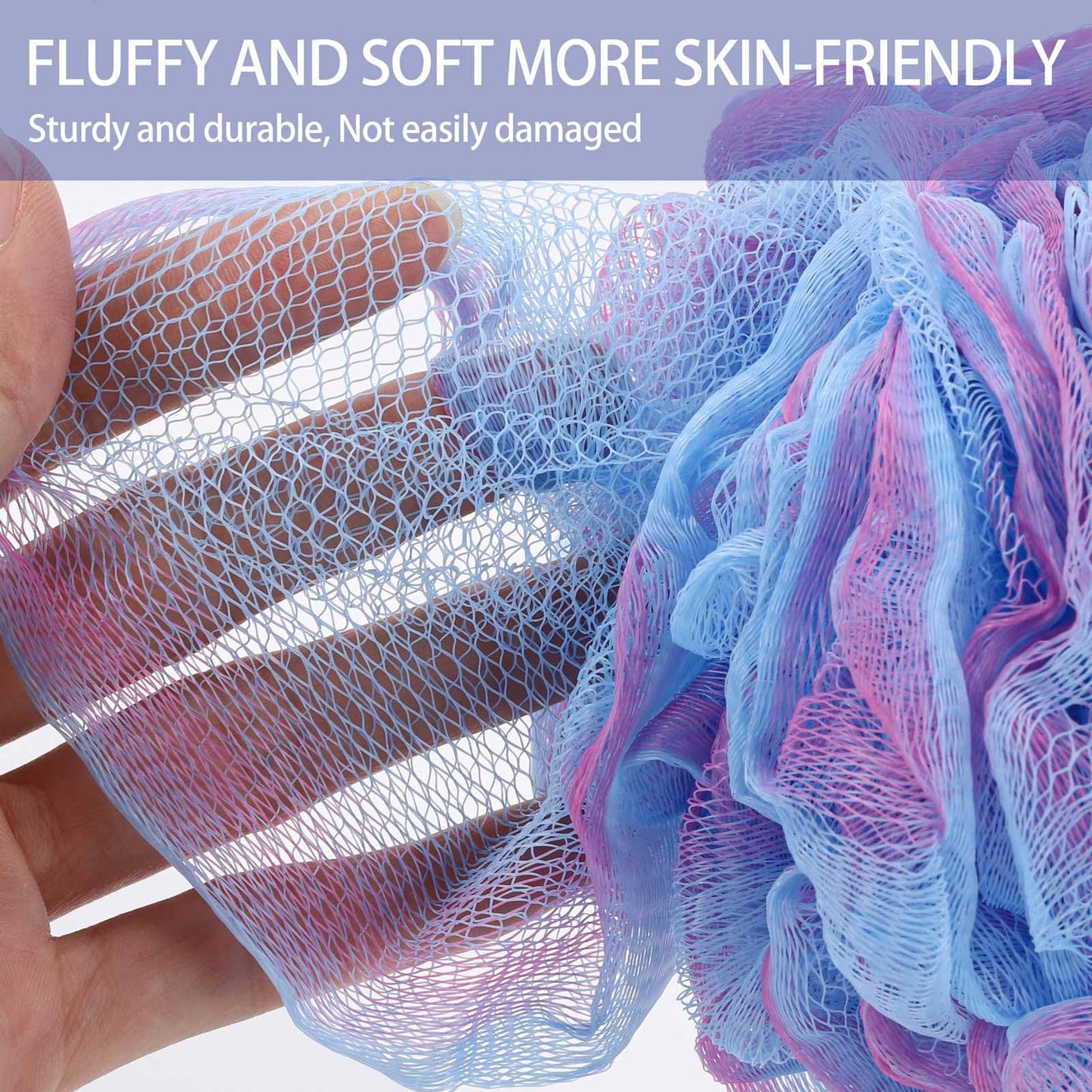 BTYMS 4Pcs Loofah Sponge 60g/pc Bath Puffs Shower Scrunchies Mesh Pouf for Shower Beauty & Personal Care BTYMS