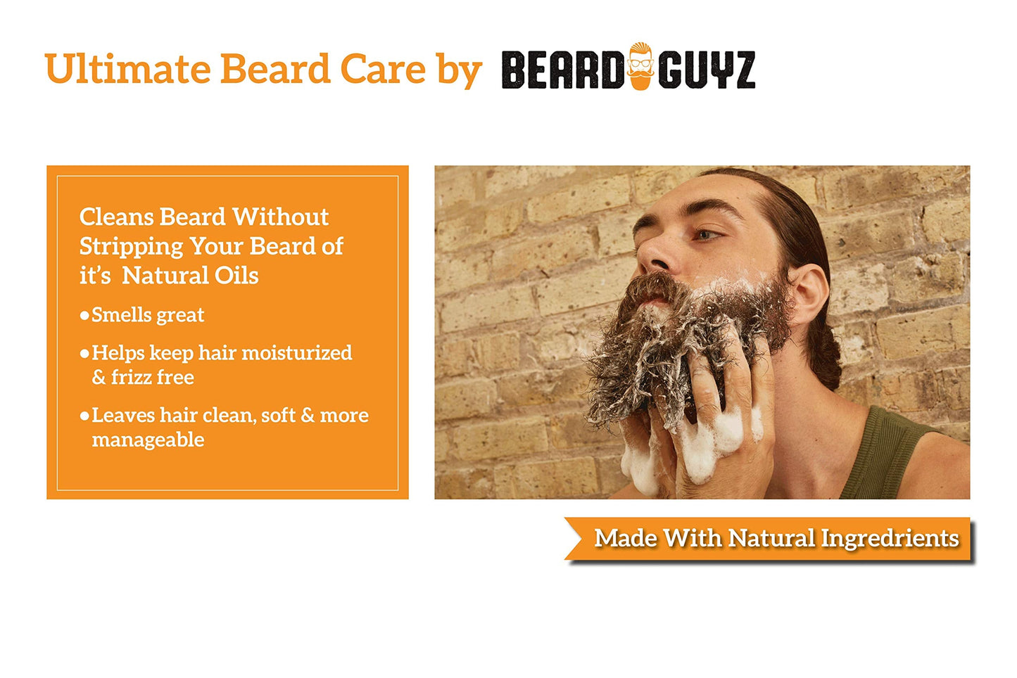 Beard Guyz Beard Wash - Daily Beard Cleanser & Shampoo - Gentle Facial Hair Wash with Argan Oil & Botanic Extracts - Refreshing Citrus Beard Cleanser Beauty and Personal Care Beard Guyz