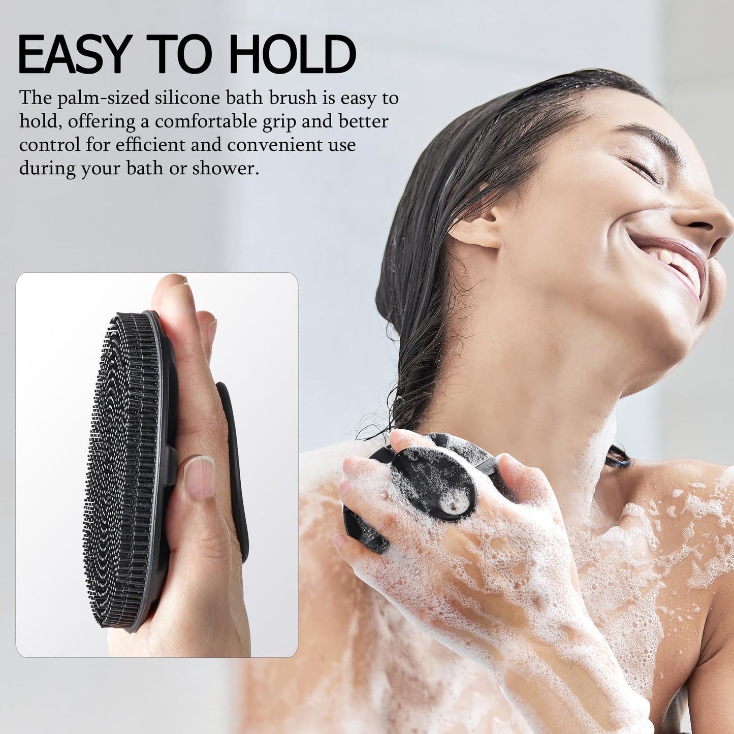 INNERNEED Food-Grade Soft Silicone Body Scrubber Shower Brush Handheld Cleansing Skin Brush, Gentle Exfoliating and Lather Well (Black) Beauty & Personal Care INNERNEED
