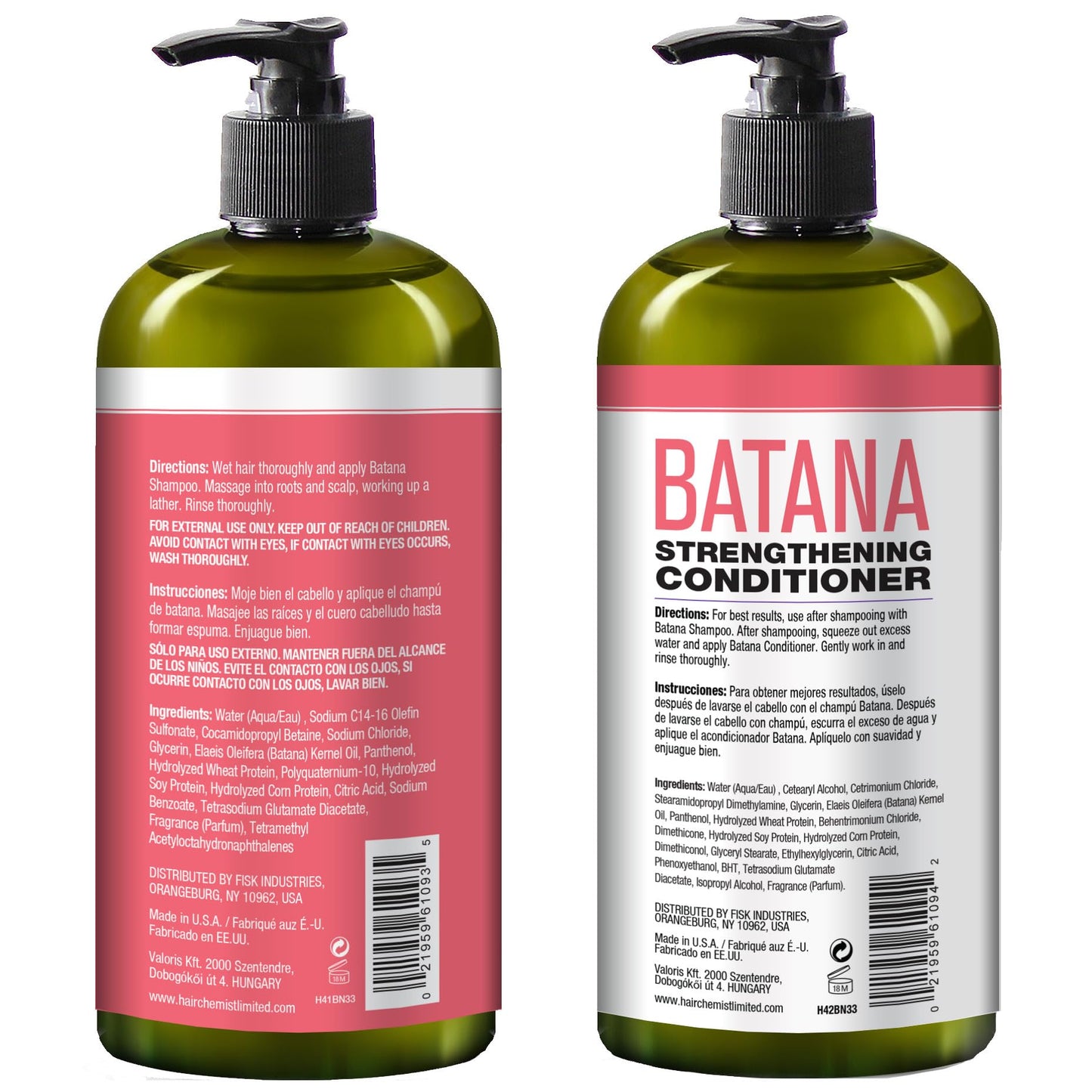 Hair Chemist Batana Strengthening Shampoo & Conditioner 33.8 oz. (2-PC SET) - Batana Shampoo and Conditioner for Hair Growth, Thickening and Strength Beauty & Personal Care Hair Chemist