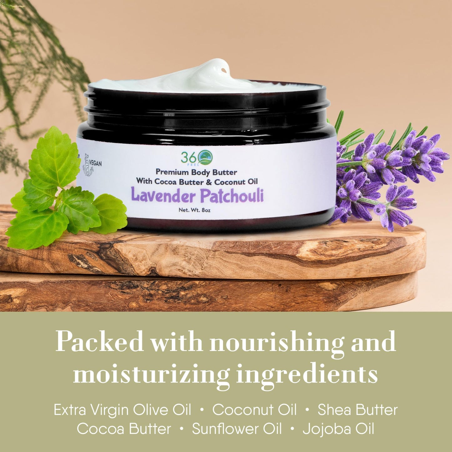 360Feel Lavender Patchouli Body Butter 8oz – Nourishing Shea Formula with Essential Oils, Hydrating, Handmade, Gentle & Additive-Free Beauty & Personal Care 360Feel