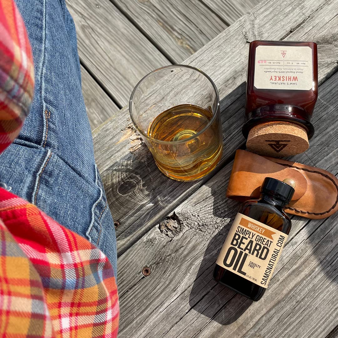 Simply Great Beard Oil - WHISKEY Scented - Holiday Gifts - Stocking Stuffers - Beard Conditioner 3 Oz Easy Applicator - Natural - Vegan and Cruelty Beauty and Personal Care Simply Great Beard Oil