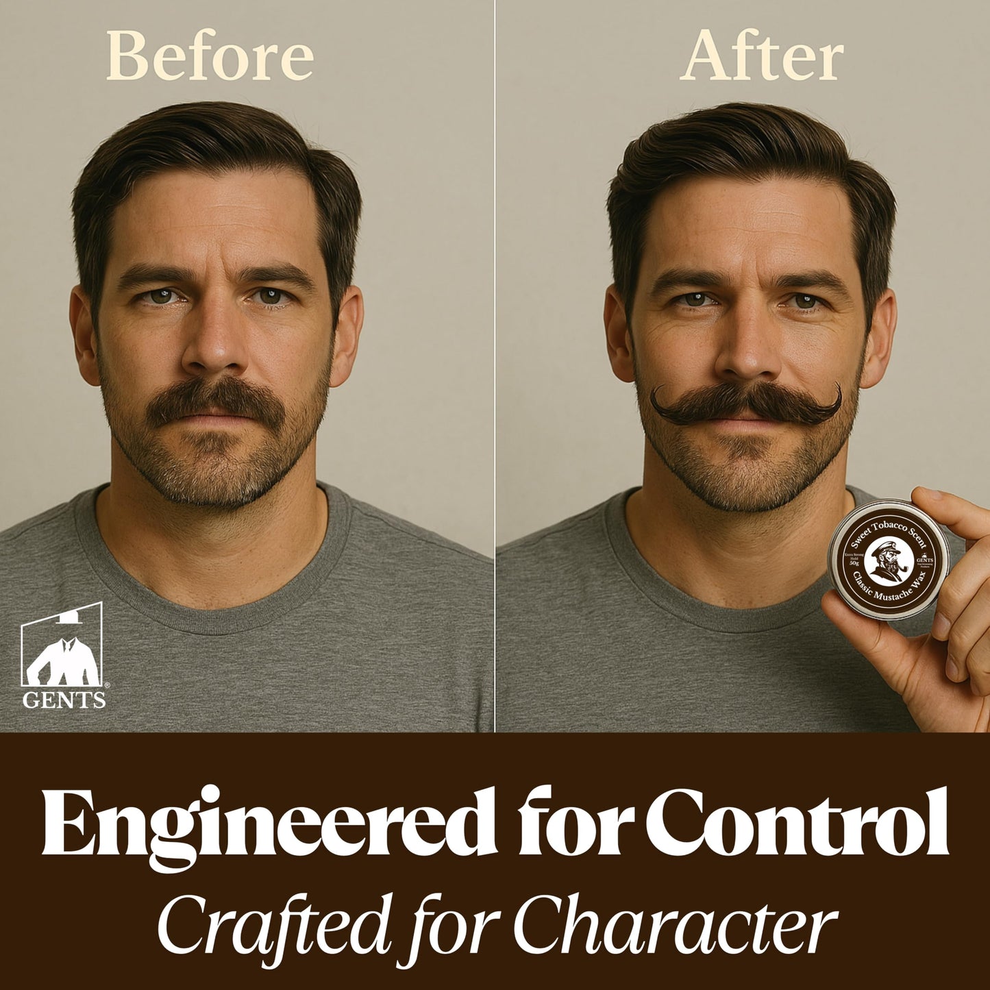 G.B.S Strong Hold Sweet Tobacco Mustache Wax, Easy Application, Restyleable, long lasting hold with Styling Comb (1.7 oz) (3 Pack, Sweet Tobacco) Beauty and Personal Care G.B.S