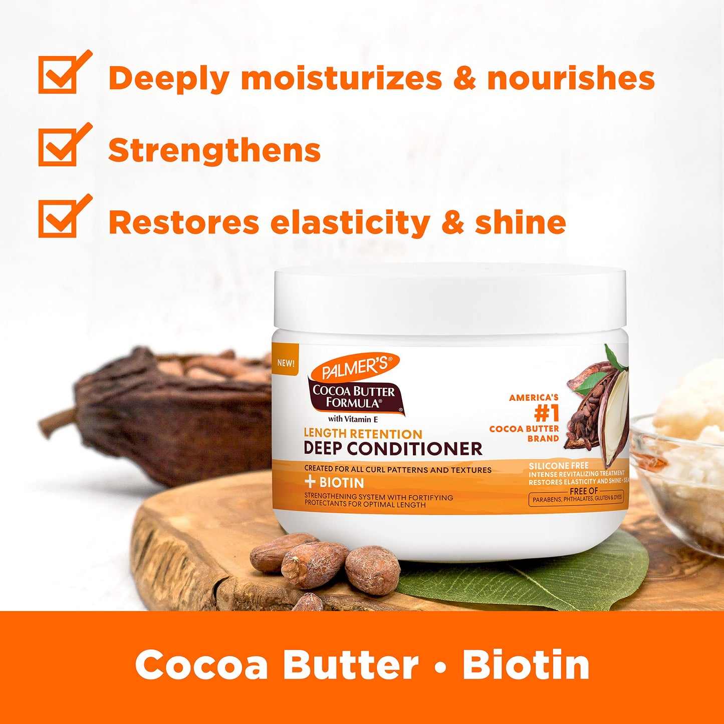 Palmer's Cocoa Butter & Biotin Length Retention Deep Conditioner, Strengthen, Nourish and Restore Elasticity and Shine, Suitable for All Curly Hair Beauty & Personal Care Palmer's