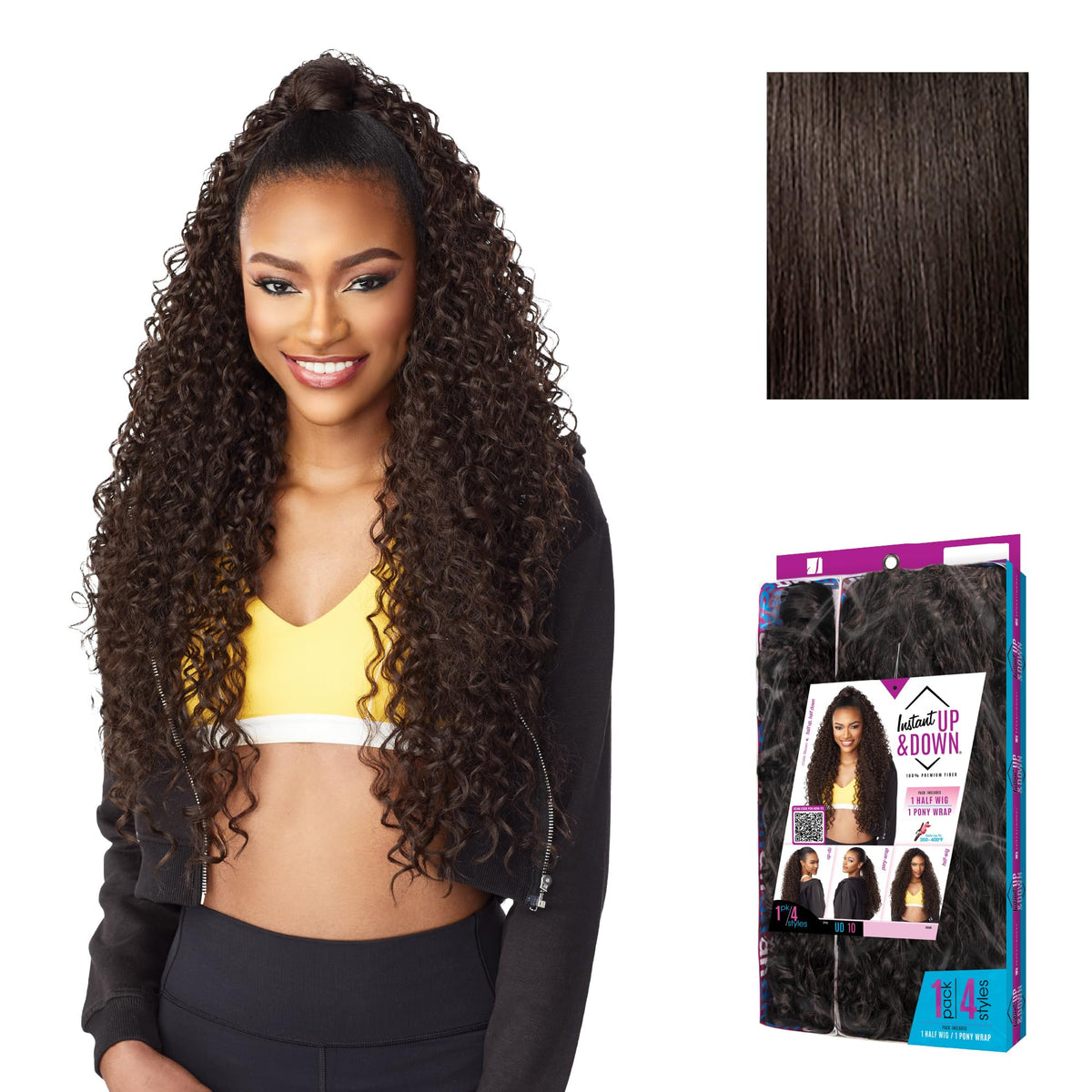 Sensationnel Instant Updown Halfwig Pony-Iud 10, 2 DARKBROWN