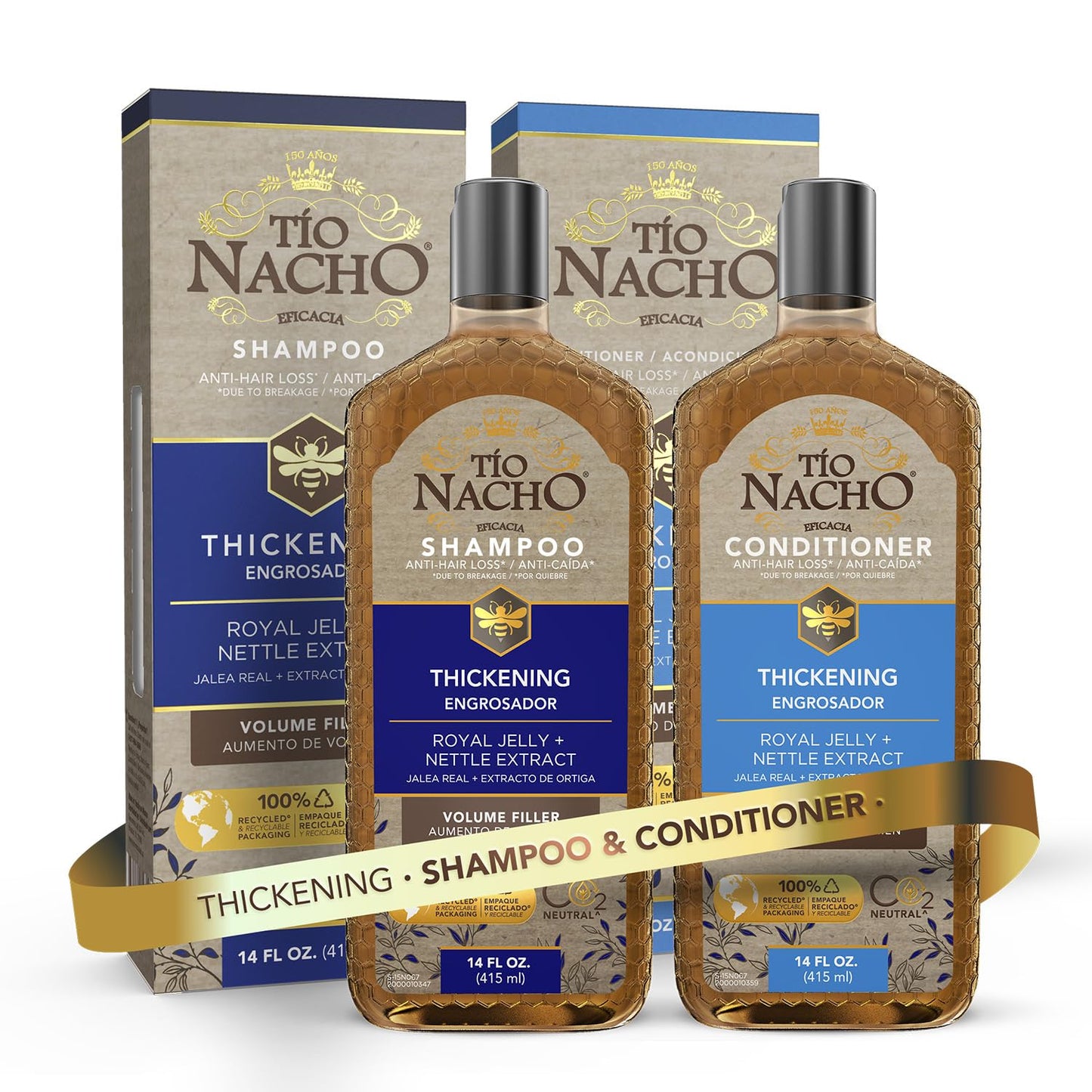Tio Nacho Thickening Shampoo & Conditioner Set for Thinning Hair - Hair Loss Shampoo for Men & Women + Thickening Conditioner with Natural Extracts Beauty & Personal Care Tio Nacho
