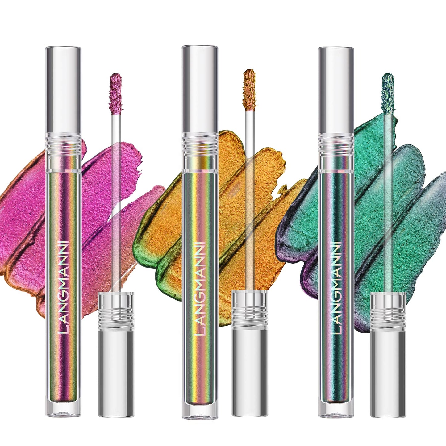 LANGMANNI Liquid Glitter Eyeshadow Chameleon Eyeshadow Makeup,Metallic Changing Long-lasting Holographic Glitter Multichrome Eyeshadows (A-Peacock) Beauty & Personal Care LANGMANNI