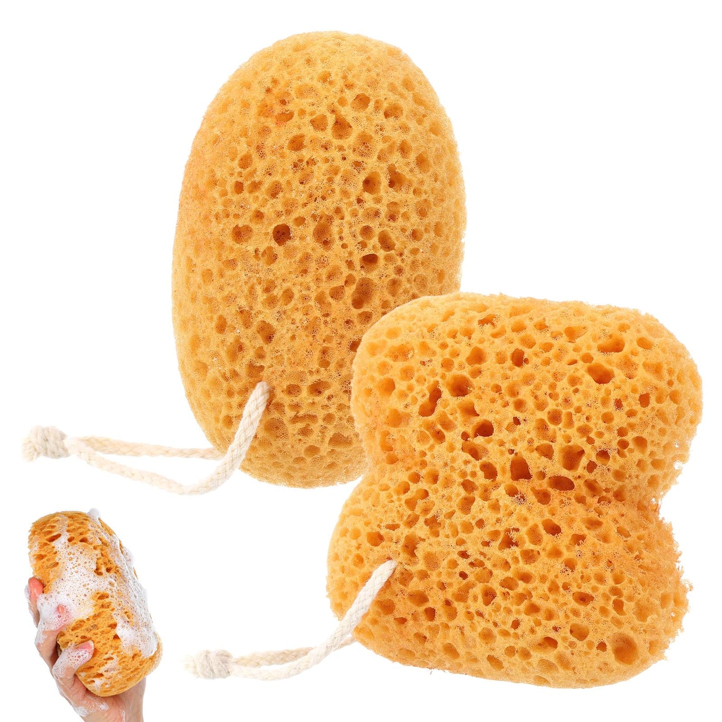 DOPENSPI 2 Pcs Sea Sponges for Shower, Honeycomb Bath Sponge Large Soft Shower Sponges Exfoliating Body Sponge Puff Dense Foam Sea Sponge with Hanging Beauty and Personal Care DOPENSPI