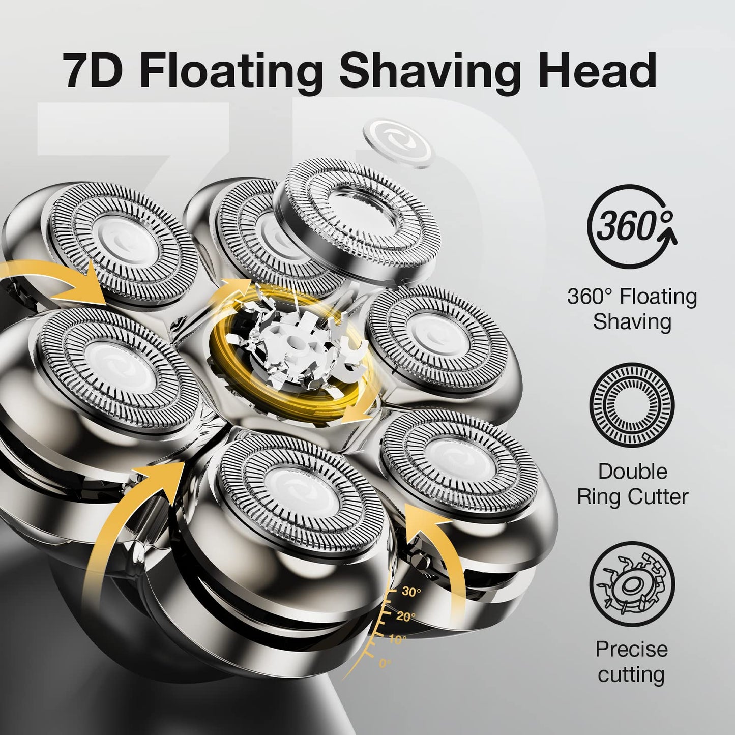 7 Blade Floating Replacement Shaving Head, Washable Shaver Blade Heads Replacement for Head Shaver, Wet & Dry Compatible for Rotary Shavers Beauty and Personal Care SHPAVVER