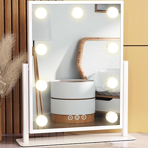 Dirket Vanity Mirror with Lights, Lighted Makeup Mirror Hollywood Makeup Mirror with 9 Dimmable Bulbs and 3 Color Lighting Modes, Smart Touch Control Beauty & Personal Care Dirket