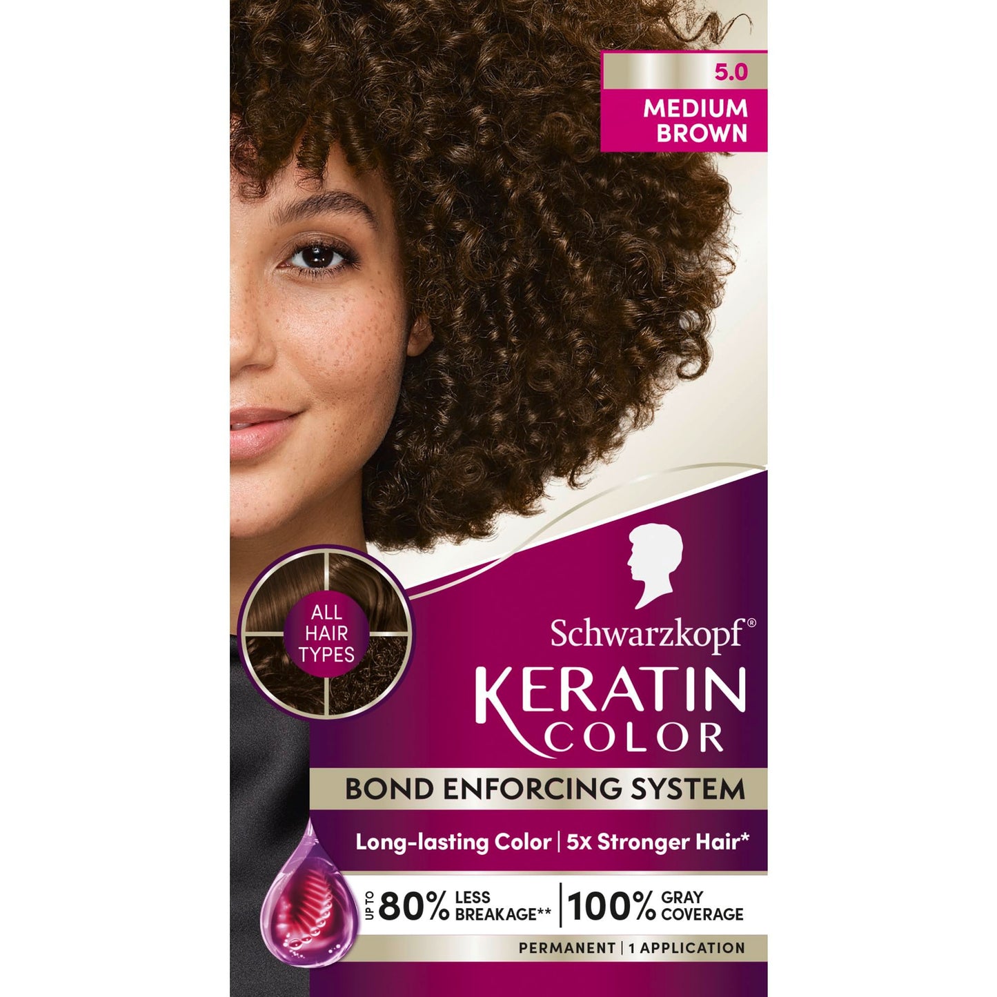 Schwarzkopf Keratin Permanent Hair Dye Cream, 5.0 Medium Brown, Professional Quality Color for Up to 100% Gray Coverage, Bond Enforcing System Beauty & Personal Care Schwarzkopf