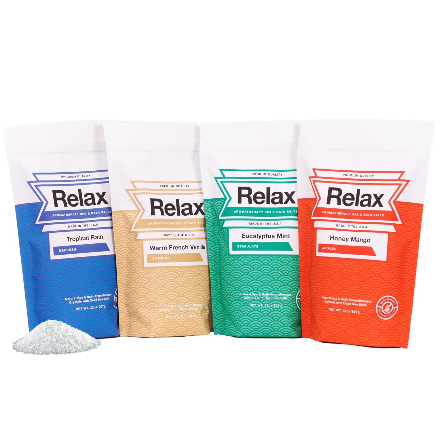 Relax Spa & Bath Aromatherapy Bath Salts Variety Pack for Hot Tub, Bath, or Spa, Infused with Magnesium, Bath Salt for Soaking, Four 2LB Bags Beauty and Personal Care Relax Spa & Bath