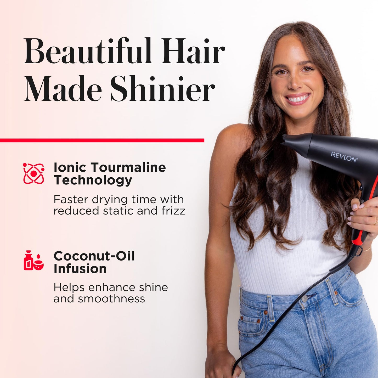 REVLON SmoothStay Coconut Oil Infused Hair Dryer with Diffuser & Concentrator - Ionic Ceramic Blow Dryer for Frizz Control, Shine, Smoothness Beauty & Personal Care REVLON