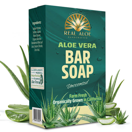 Real Aloe Aloe Vera Bar Soap (4.75 oz) | Organically Grown California Aloe | Gentle, Hydrating Cleanse for Face & Body | Unscented, Travel-Friendly | Beauty & Personal Care Real Aloe