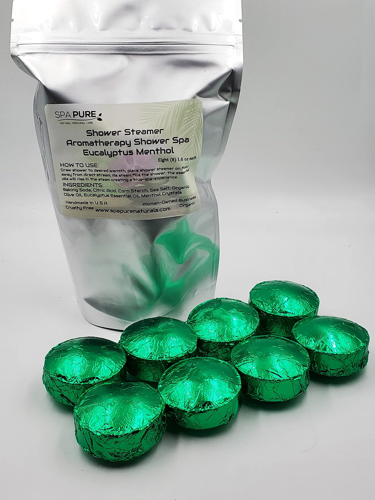 Menthol Eucalyptus Aromatherapy Shower Bombs: Large Fizzies Made with 100% Natural/Organic Essential Oils - Transform Your Shower (8 Count) Pack of 1 Beauty & Personal Care Spa Pure