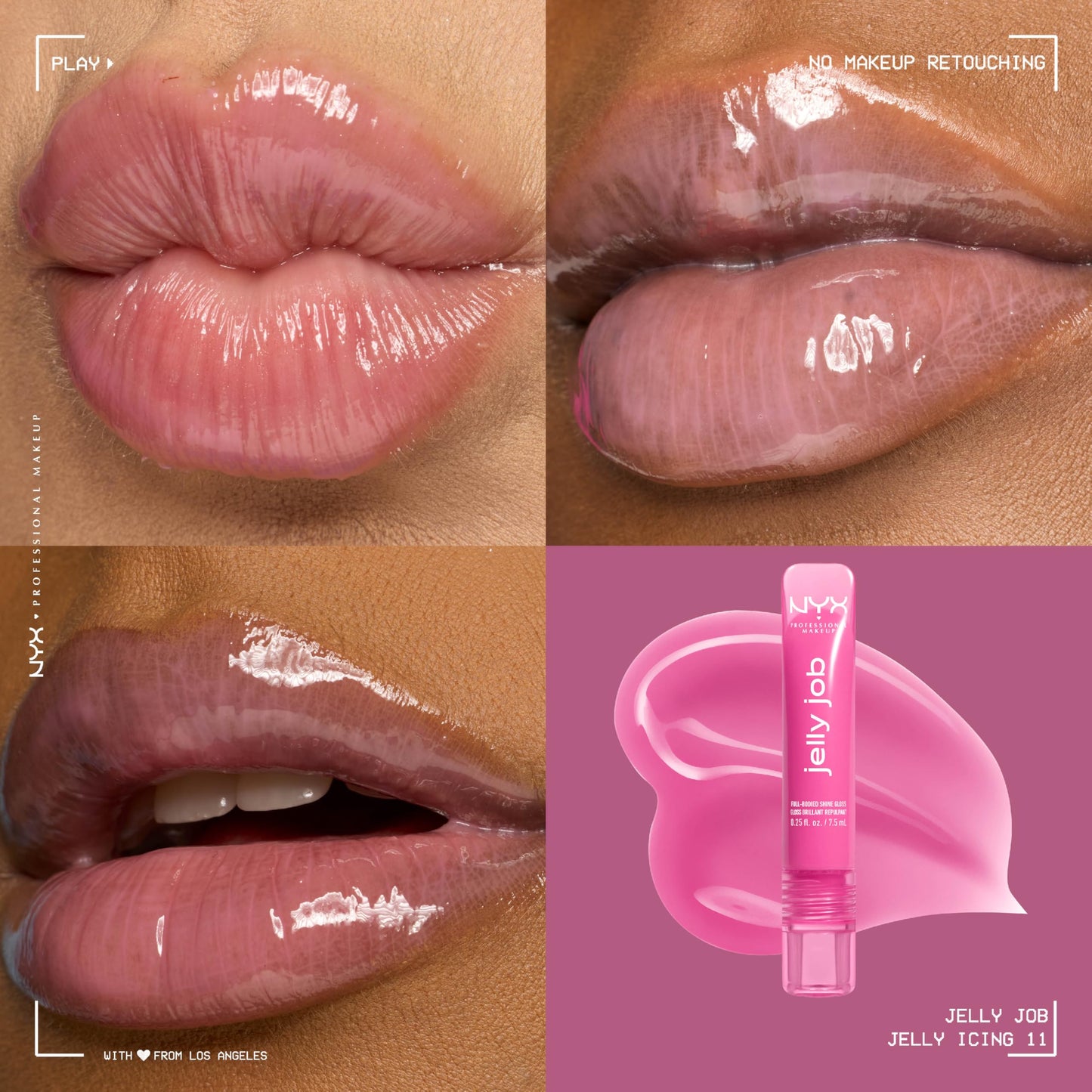 NYX PROFESSIONAL MAKEUP Jelly Job Lip Gloss, Lip Tint Gloss with Full-Bodied, Smoothing, and Hyper-Glossy Shine - Jelly Icing (Icy Lilac) Beauty & Personal Care NYX PROFESSIONAL MAKEUP