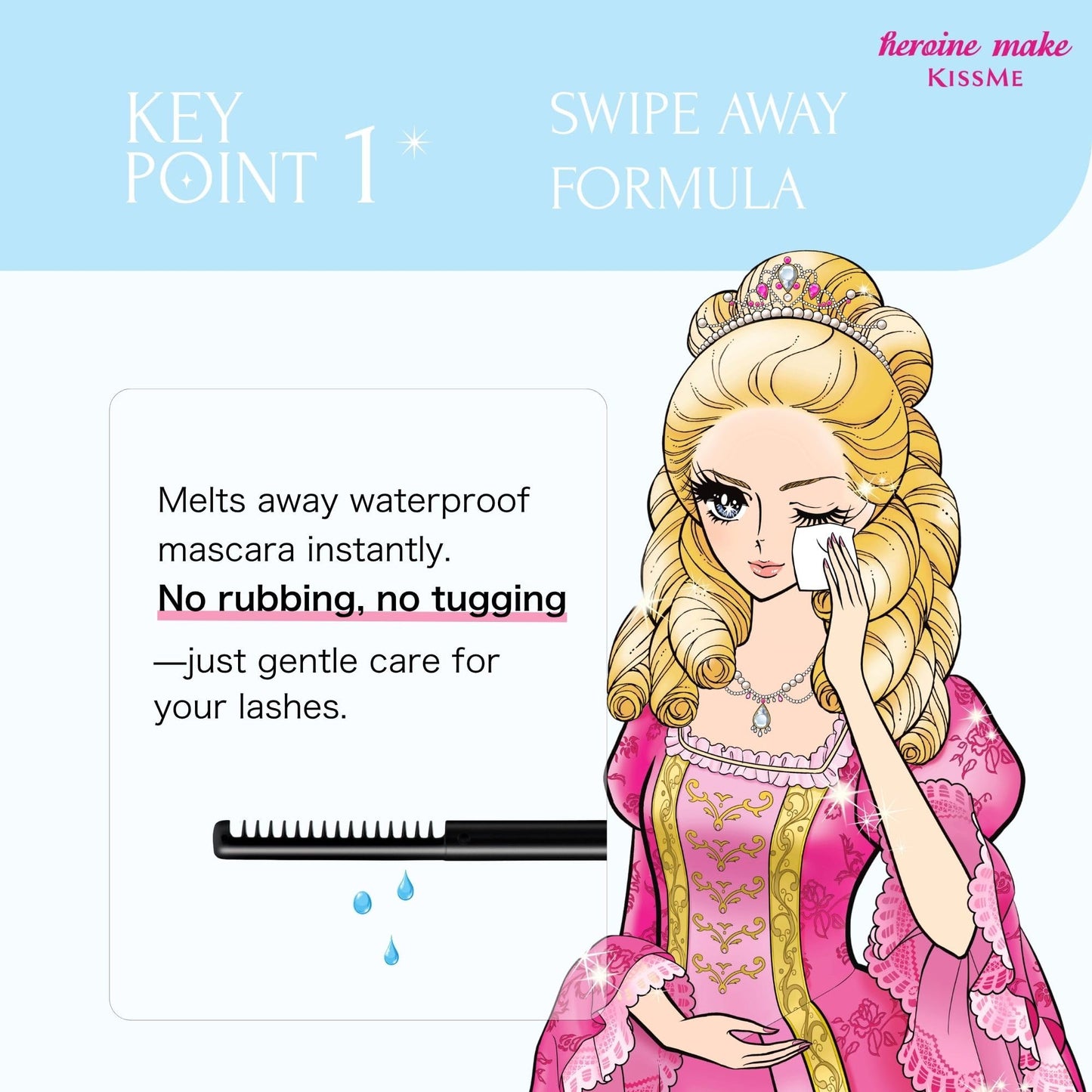 Heroine Make by KissMe Mascara Remover | Waterproof Makeup Remover Wand | Gentle Eye Makeup Solution for Sensitive Eyes | Travel Size for Waterproof Beauty and Personal Care Heroine Make