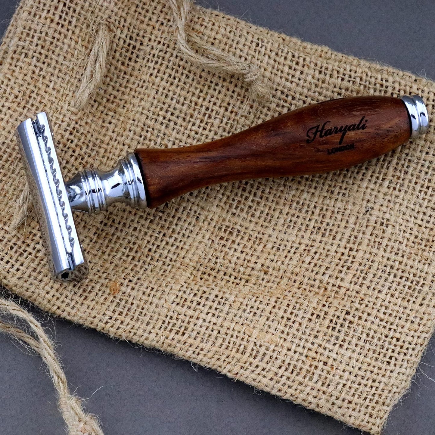 Haryali London Shaving Kit - 3 Pc Wooden Shaving Kit - Double Edge Safety Razor - Super Badger Shaving Brush - Shaving Stand from Wood and Stainless Beauty and Personal Care Haryali London
