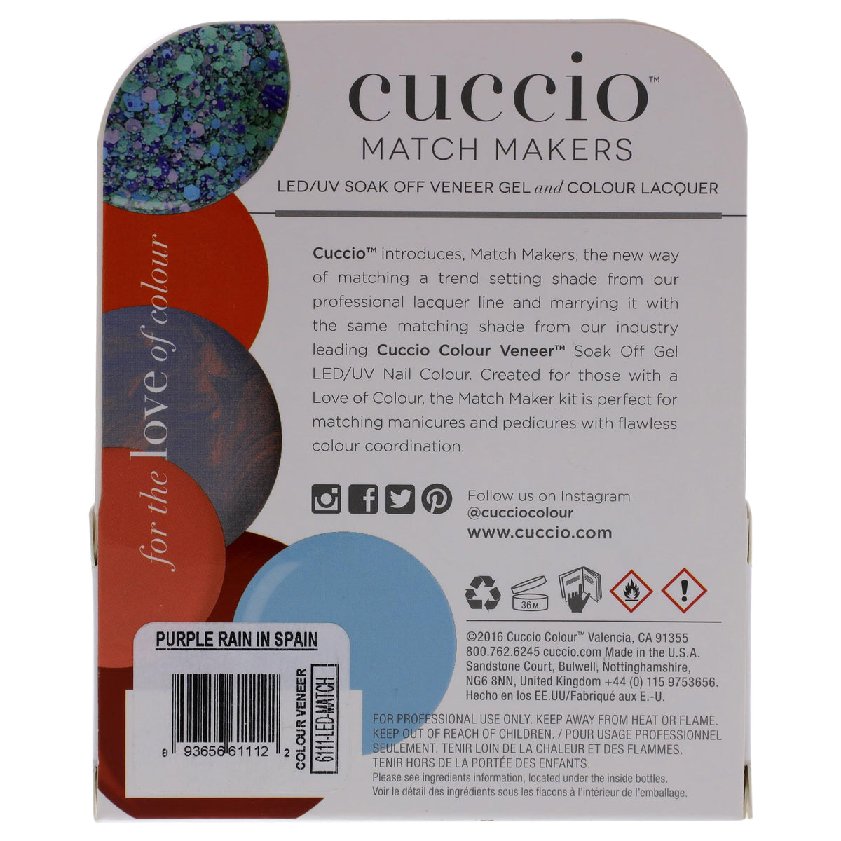 Cuccio Colour Match Makers Set - Purple Rain In Spain for Women - 2 Pc 0.44oz Veneer Soak Of Gel Nail Polish, 0.43oz Colour Nail Polish Beauty & Personal Care Cuccio Colour