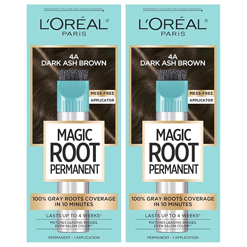 L'Oreal Paris Magic Root Permanent Hair Color Kit, 100% Gray Hair Coverage In Just 10 Minutes, Precision Brush Applicator for Seamless Application, 4A Beauty & Personal Care L'Oreal Paris