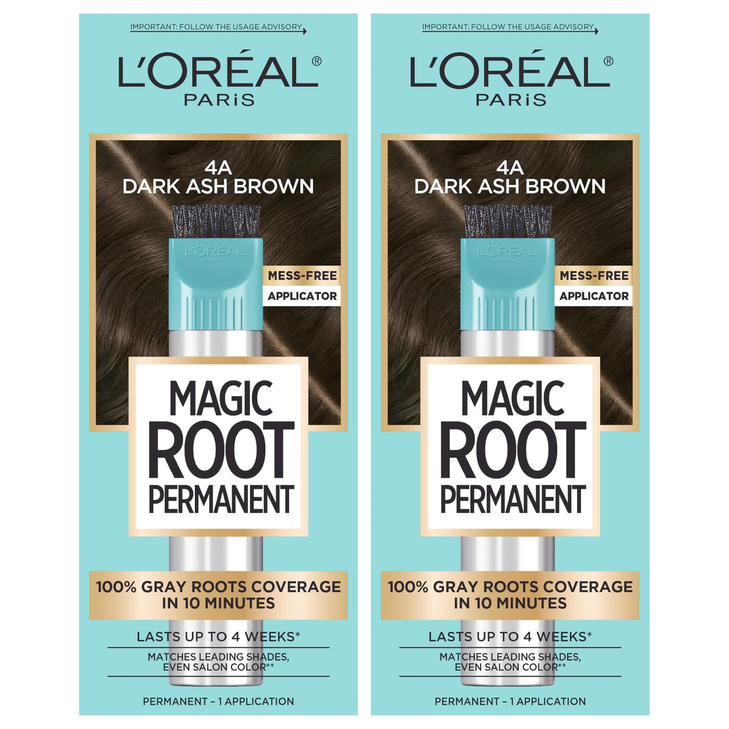 L'Oreal Paris Magic Root Permanent Hair Color Kit, 100% Gray Hair Coverage In Just 10 Minutes, Precision Brush Applicator for Seamless Application, 4A Beauty & Personal Care L'Oreal Paris