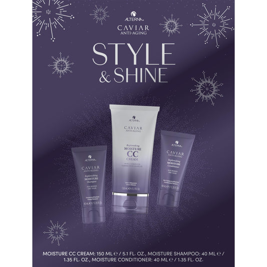 CAVIAR Anti-Aging Style & Shine Replenishing Moisture Gift Set |CC Cream 5.1oz, Travel Size Moisture Shampoo and Conditioner Set | Leave-In Hair Beauty & Personal Care Alterna