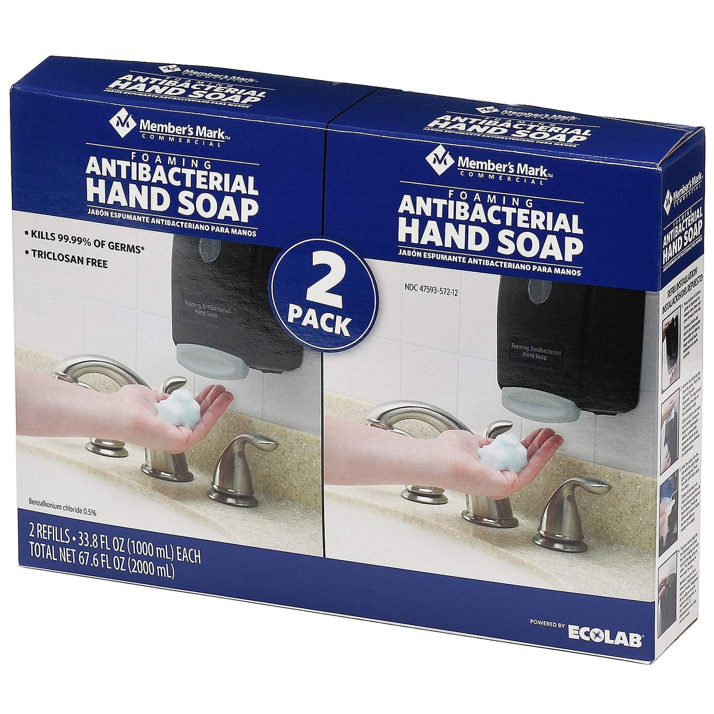 Proforce/Members Mark Commercial Foaming Antibacterial Hand Soap 2 Pack Refills, 33.8 Fl. Oz Beauty & Personal Care MEMBER´S MARK