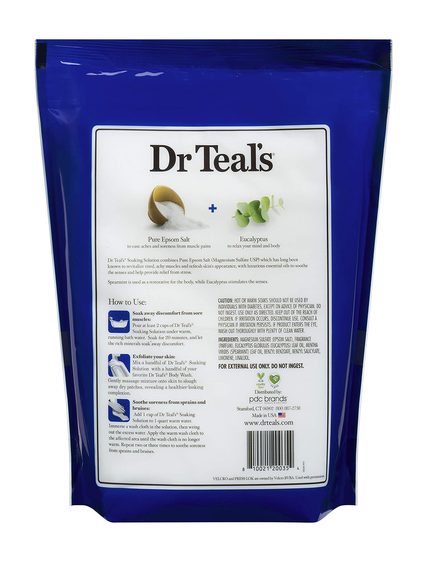 Dr. Teal's Eucalyptus & Spearmint Soaking Solution (1 Bag, 7lb) - Blended with Pure Epsom Salt - Stimulate and Soothe The Senses - Ease Pain Beauty and Personal Care Dr Teal's