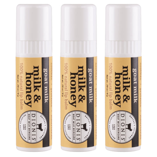 Dionis Goat Milk Jumbo Lip Balm - Moisturizing for Dry, Chapped, Lips, Conditioning with Beeswax, Shea Butter, Coconut Oil - Milk & Honey 0.28oz (Pack Beauty and Personal Care Dionis