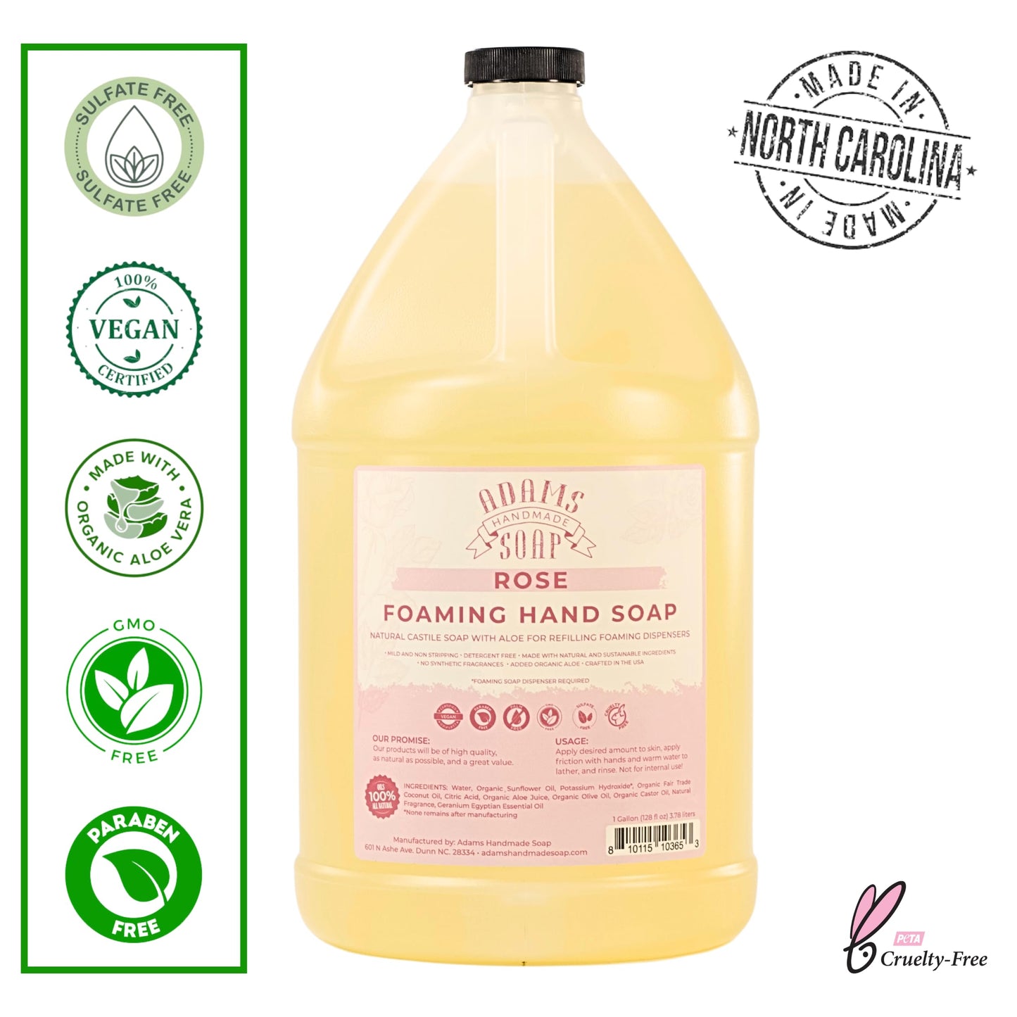 Adams Handmade Soap Liquid Foaming Soap 1 Gal - Rose Beauty & Personal Care Adams Handmade Soap