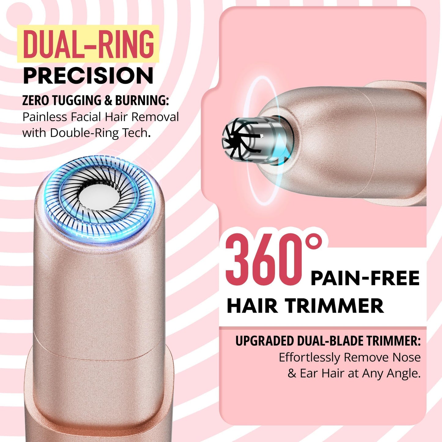 VG VOGCREST Nose Trimmer for Women: 2 in 1 Rechargeable Facial Hair Removal - Portable Mini Face Shaver for Chin Lip Peach Fuzz Ideal for Travel Use Beauty and Personal Care VG VOGCREST
