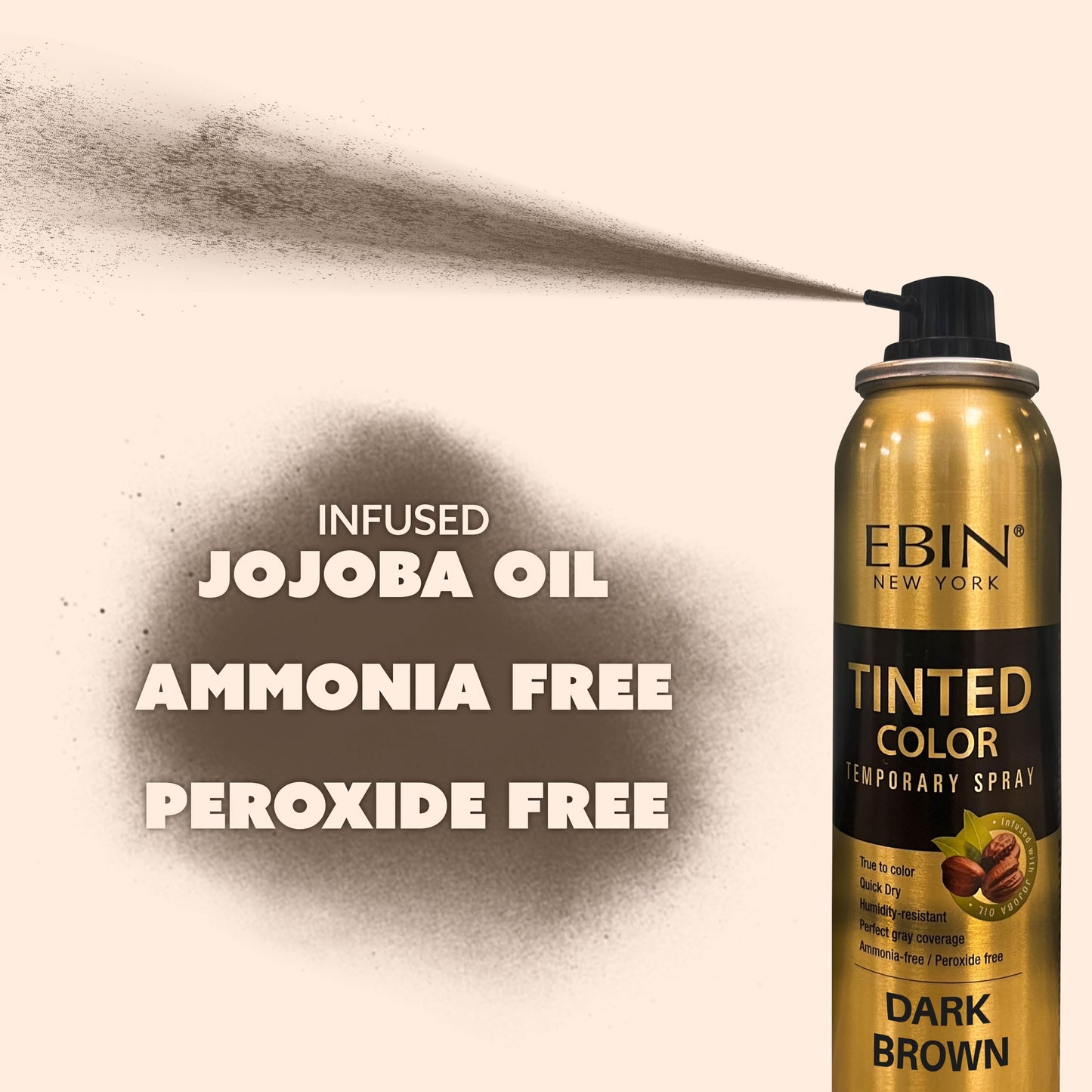 Tinted Color Temporary Root Touch Up Hair Spray 3.38oz /Dark Brown - Perfect Gray Coverage, Quick Dry, Humidity-Resistant, Infused With Jojoba Oil Beauty & Personal Care EBIN NEW YORK