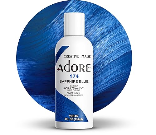 Adore Semi Permanent Hair Color (174 Sapphire Blue) | Vegan & Cruelty-Free Blue Hair Dye | No Ammonia, No Peroxide, No Alcohol | 4 Fl Oz Beauty & Personal Care Adore