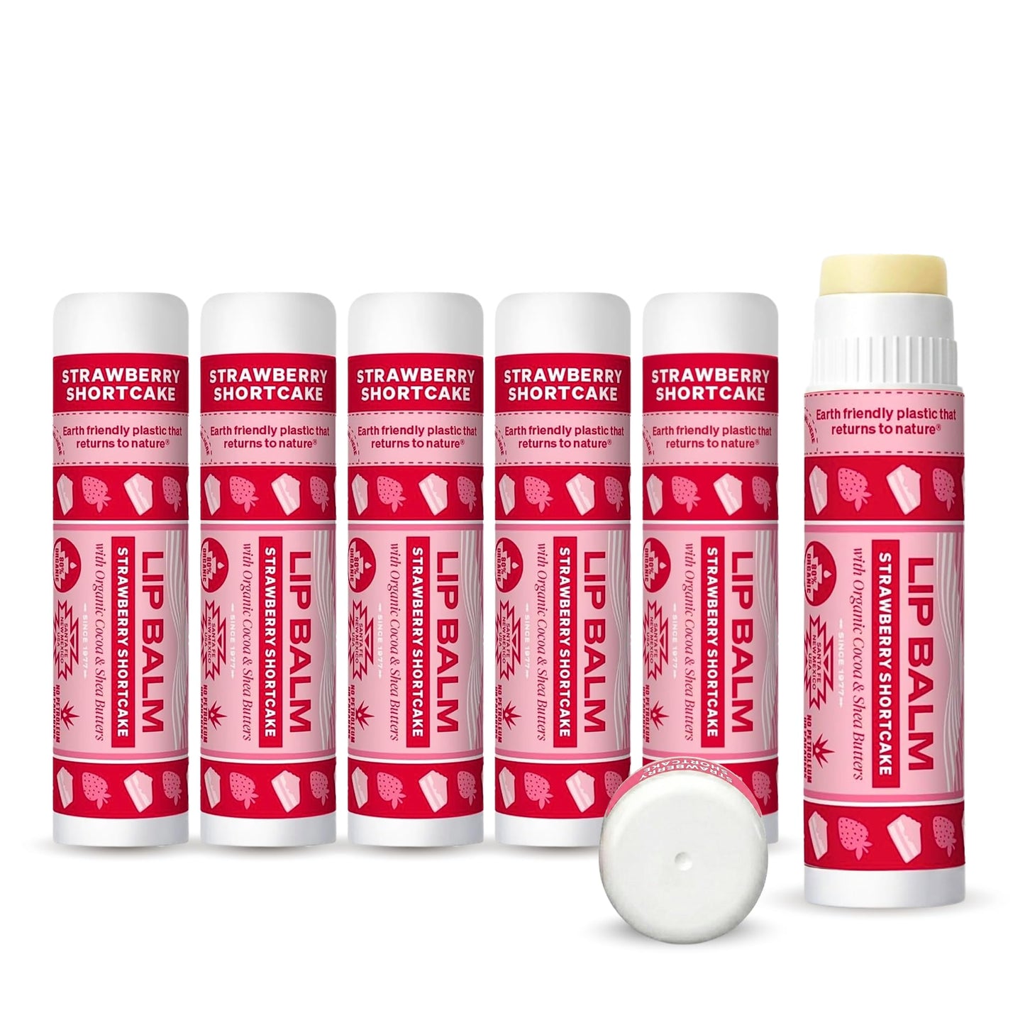 Soothing Touch Strawberry Shortcake Vegan Lip Balm - Moisturizing Natural Lip Care for Dry Lips - Plant Based Hydrating Balm - Flavored Lip Beauty and Personal Care Soothing Touch