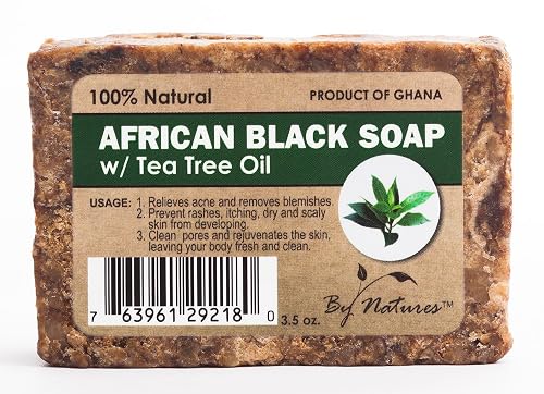 By Natures 100% Natural African Black Soap With Tea Tree Oil 3.5 Oz (Pack of 1) Beauty & Personal Care By Natures