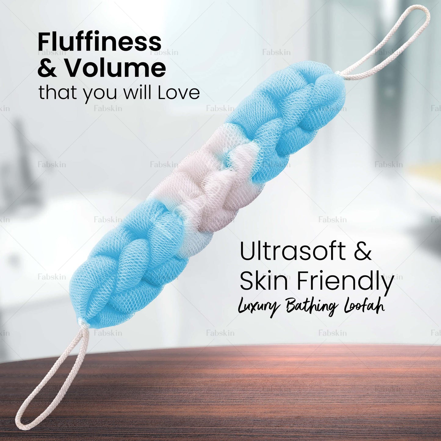 Fabskin Luxury Back Scrubber Loofah Belt for Bathing For Men and Women - Strechable 9 Knots Bath Sponge (BLUE) Beauty and Personal Care FABSKIN