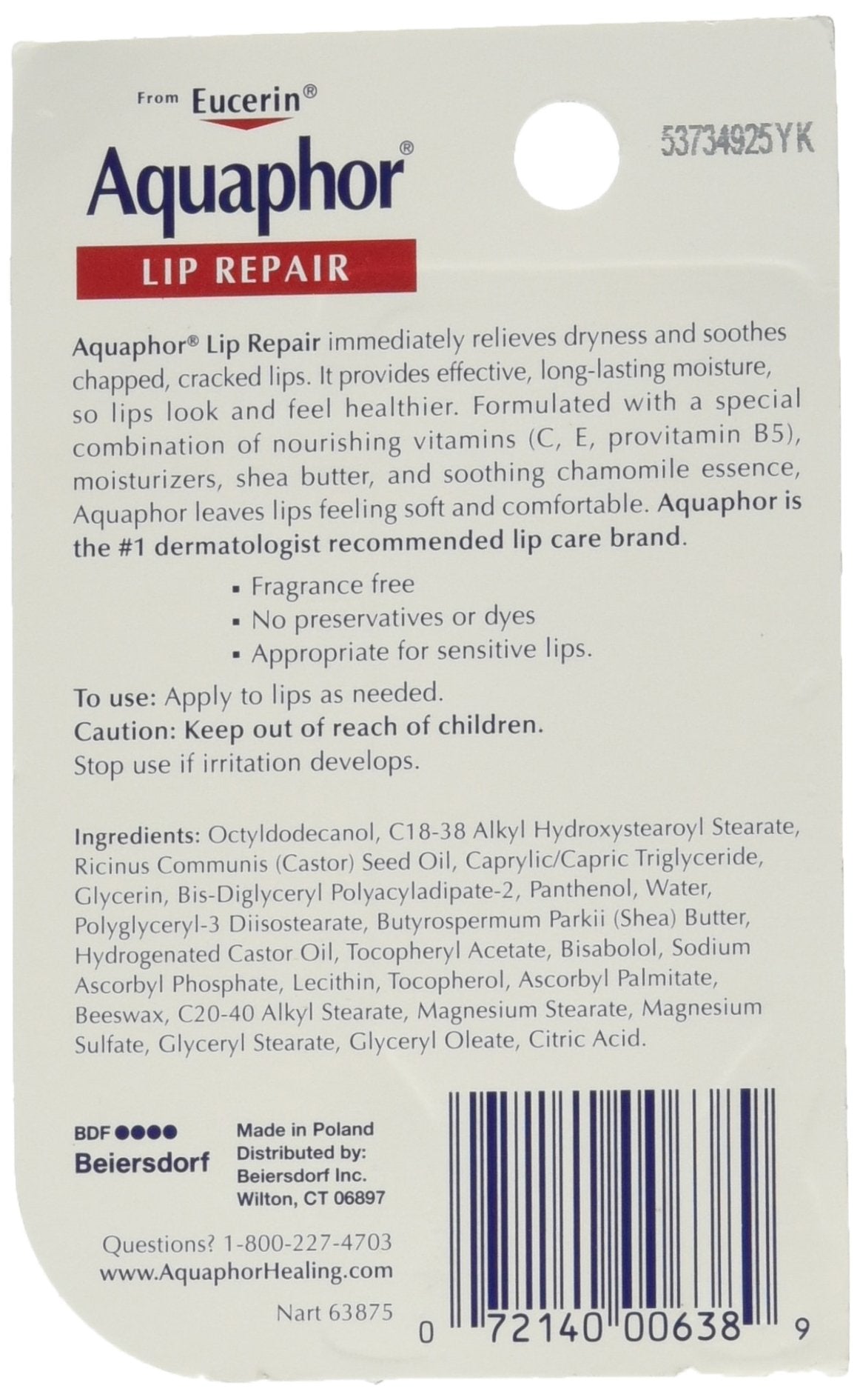 Aquaphor Lip Repair, 0.35 Ounce (Pack of 6) Beauty and Personal Care Aquaphor